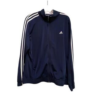Adidas Men’s XL Navy Full Zip Track Jacket 3-Stripes Athletic Retro Style Clean